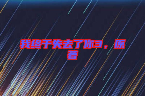 我終于失去了你3，原著