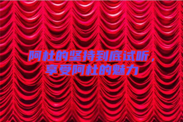 阿杜的堅(jiān)持到底試聽(tīng)，享受阿杜的魅力