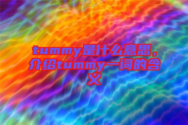 tummy是什么意思，介紹tummy一詞的含義