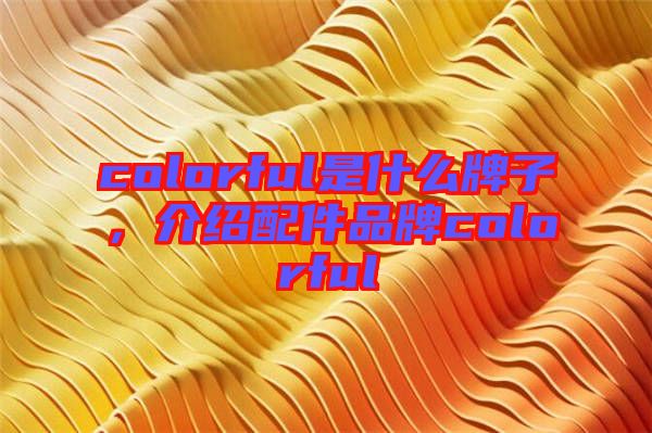 colorful是什么牌子，介紹配件品牌colorful