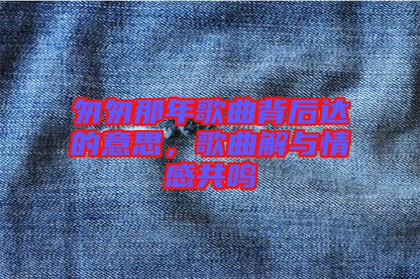 匆匆那年歌曲背后達(dá)的意思，歌曲解與情感共鳴