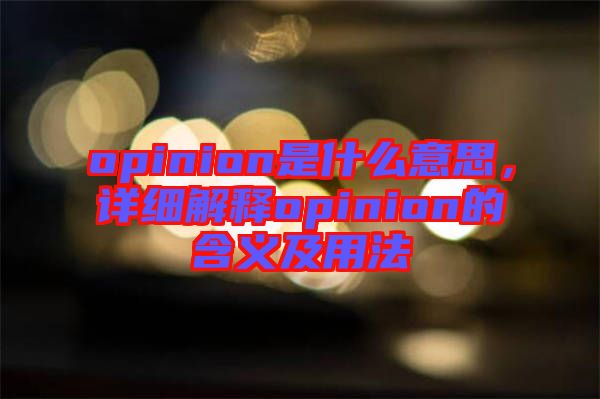 opinion是什么意思，詳細解釋opinion的含義及用法