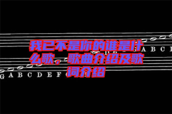 我已不是你的誰是什么歌，歌曲介紹及歌詞介紹