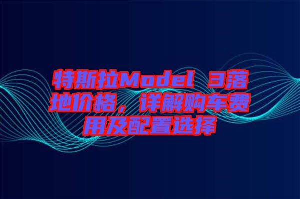 特斯拉Model 3落地價格，詳解購車費用及配置選擇