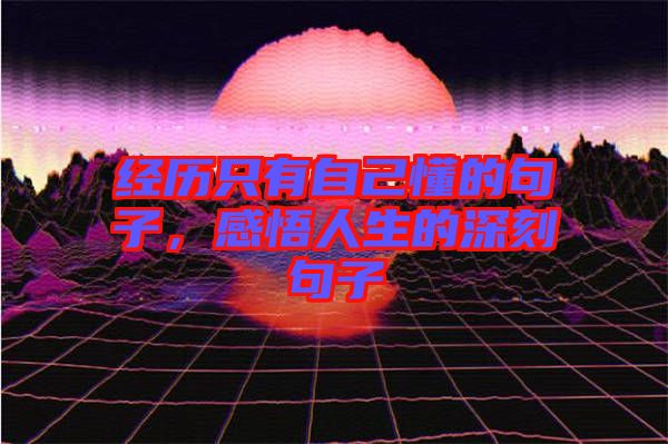 經(jīng)歷只有自己懂的句子，感悟人生的深刻句子
