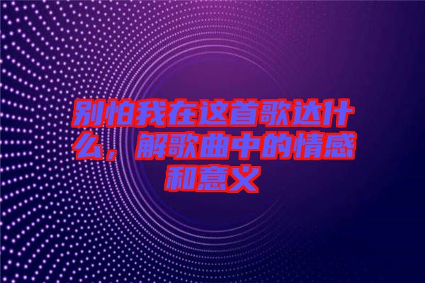 別怕我在這首歌達(dá)什么，解歌曲中的情感和意義