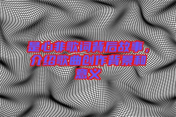 是心非歌詞背后故事，介紹歌曲創作背景和意義