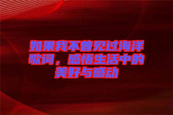 如果我不曾見過海洋歌詞，感悟生活中的美好與感動