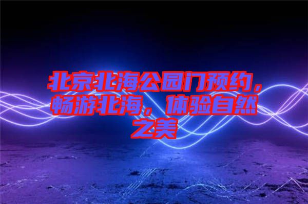 北京北海公園門預(yù)約，暢游北海，體驗(yàn)自然之美