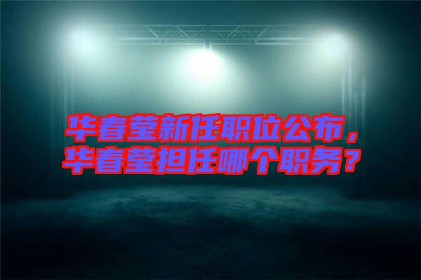 華春瑩新任職位公布，華春瑩擔任哪個職務？