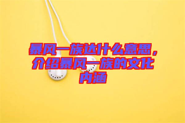 暴風一族達什么意思，介紹暴風一族的文化內涵