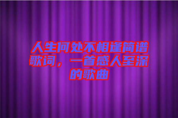 人生何處不相逢簡(jiǎn)譜歌詞，一首感人至深的歌曲