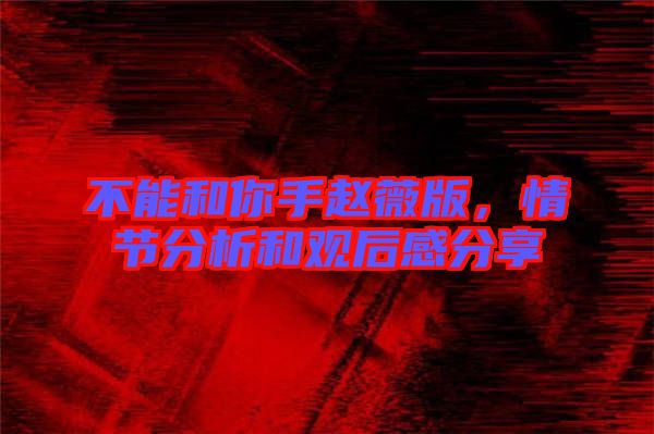 不能和你手趙薇版，情節分析和觀后感分享