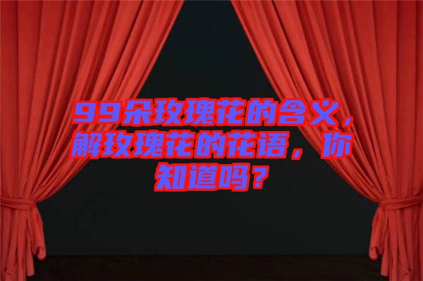 99朵玫瑰花的含義，解玫瑰花的花語，你知道嗎？