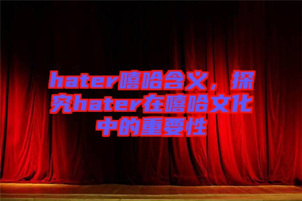 hater嘻哈含義，探究hater在嘻哈文化中的重要性