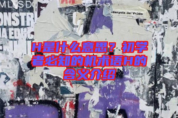 H是什么意思？初學者必知的機術語H的含義介紹