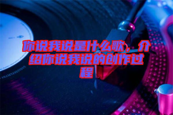 你說我說是什么歌，介紹你說我說的創作過程