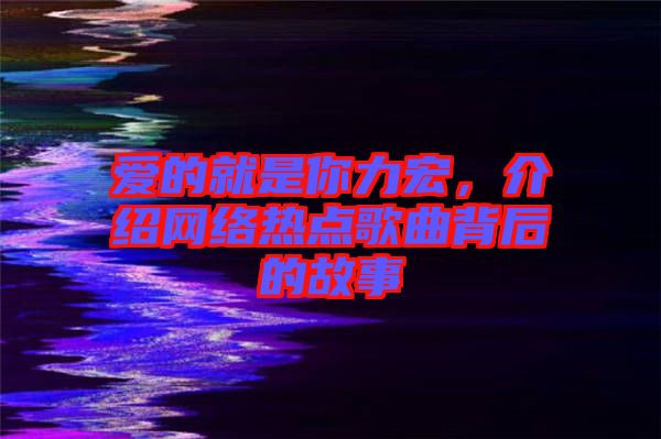 愛的就是你力宏，介紹網絡熱點歌曲背后的故事