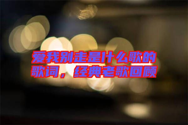 愛我別走是什么歌的歌詞，經典老歌回顧