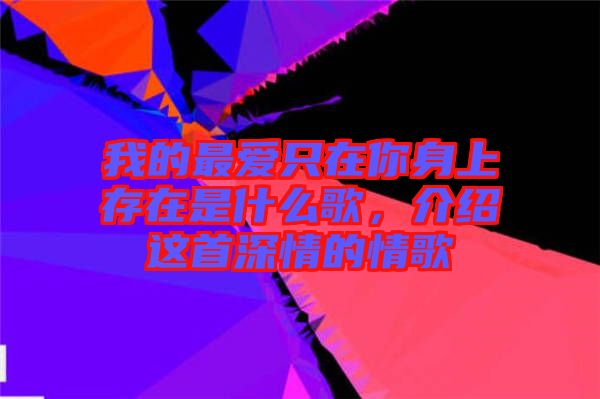 我的最愛只在你身上存在是什么歌，介紹這首深情的情歌