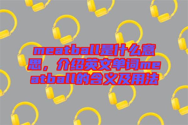 meatball是什么意思，介紹英文單詞meatball的含義及用法