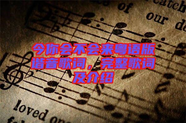 今你會(huì)不會(huì)來粵語版諧音歌詞，完整歌詞及介紹