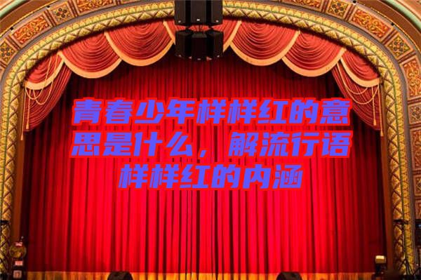 青春少年樣樣紅的意思是什么，解流行語樣樣紅的內涵