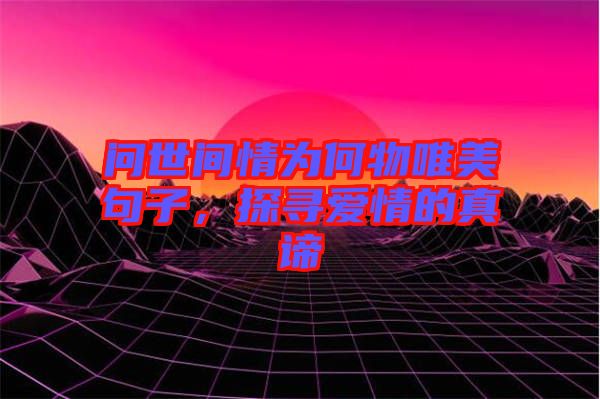 問世間情為何物唯美句子，探尋愛情的真諦