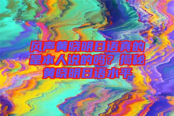 風聲黃曉明日語真的是本人說的嗎？揭秘黃曉明日語水平