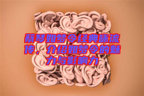 蔡琴如夢令經典詠流傳，介紹如夢令的魅力與影響力