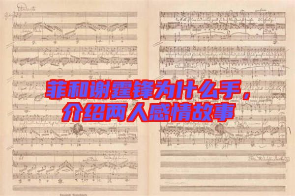 菲和謝霆鋒為什么手，介紹兩人感情故事