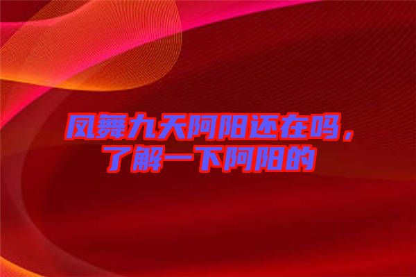 鳳舞九天阿陽(yáng)還在嗎，了解一下阿陽(yáng)的