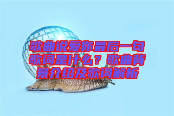 歌曲說愛你最后一句歌詞是什么？歌曲背景介紹及歌詞解析