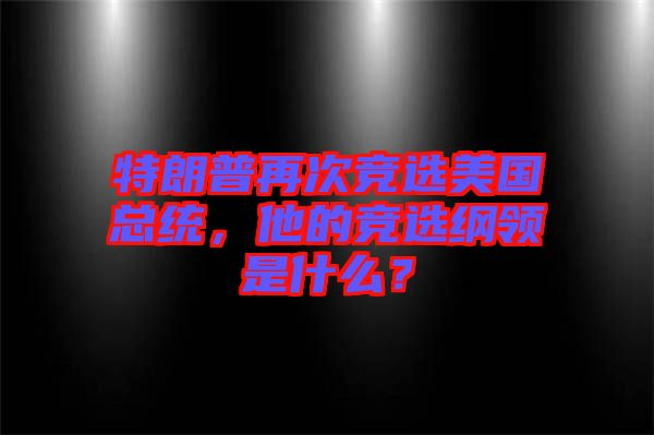 特朗普再次競(jìng)選美國(guó)總統(tǒng)，他的競(jìng)選綱領(lǐng)是什么？