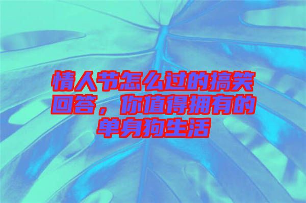 情人節怎么過的搞笑回答，你值得擁有的單身狗生活