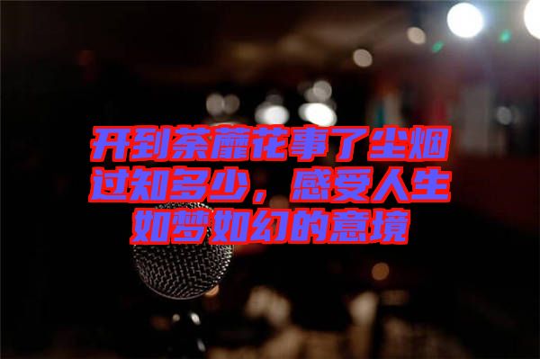 開到荼蘼花事了塵煙過知多少，感受人生如夢如幻的意境