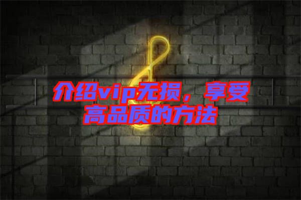 介紹vip無損，享受高品質(zhì)的方法