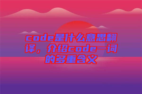 code是什么意思翻譯，介紹code一詞的多重含義