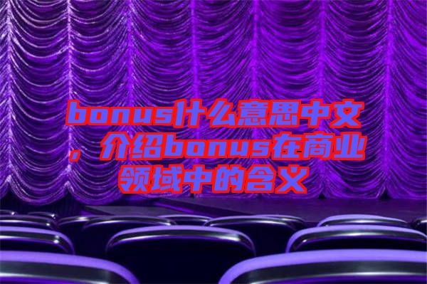 bonus什么意思中文，介紹bonus在商業領域中的含義