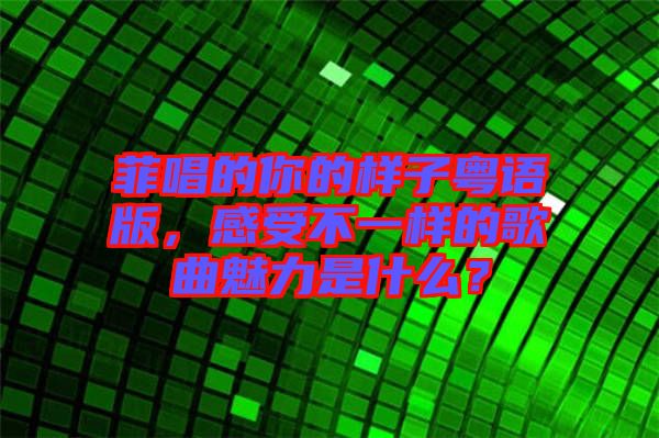 菲唱的你的樣子粵語版，感受不一樣的歌曲魅力是什么？