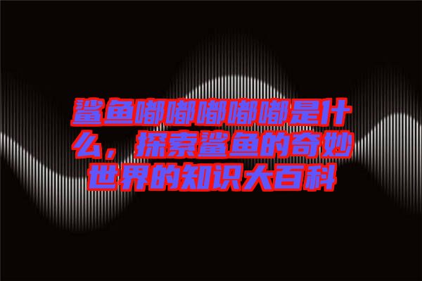 鯊魚嘟嘟嘟嘟嘟是什么，探索鯊魚的奇妙世界的知識大百科