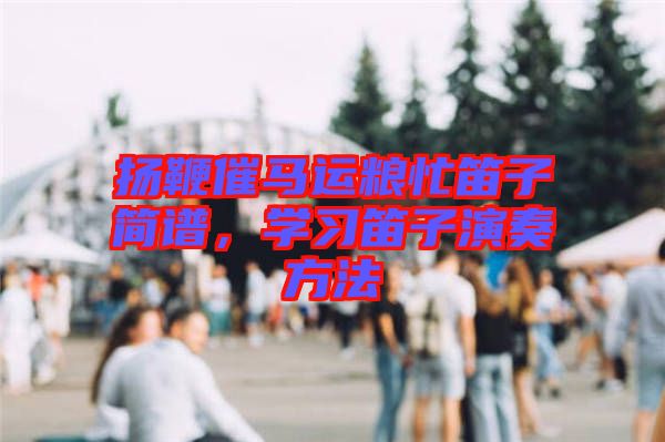 揚鞭催馬運糧忙笛子簡譜，學習笛子演奏方法
